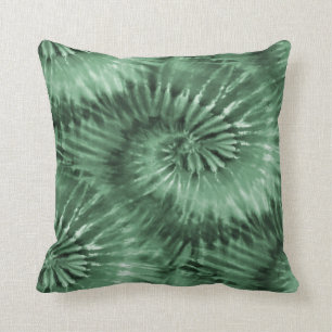 Sage Green Tie Dye Starburst Spiral Retro Throw Pillow