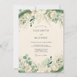 Sage Green Timeless Winter Wedding Invitation
