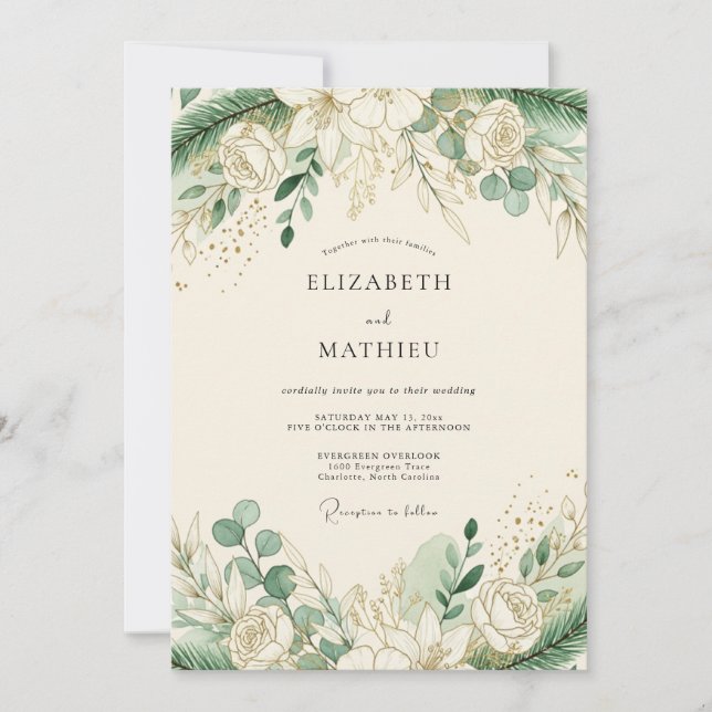 Sage Green Timeless Winter Wedding Invitation (Front)