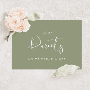 Sage green To my parents on my wedding day card