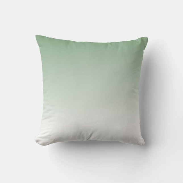 Sage Green to White Ombre Throw Pillow (Front)