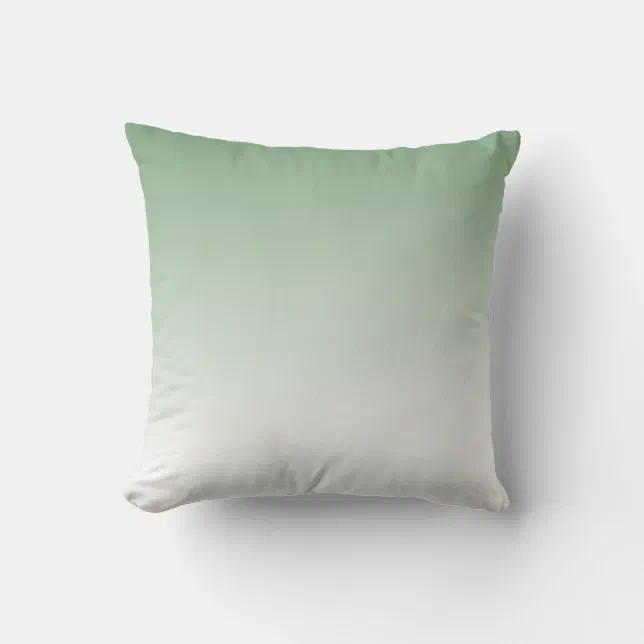 Sage Green to White Ombre Throw Pillow | Zazzle