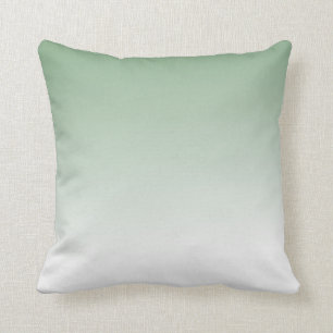 Sage Green to White Ombre Throw Pillow