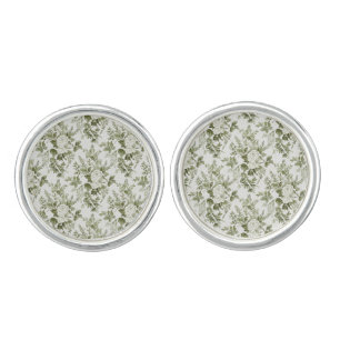 Sage Green Toile Floral  Cufflinks