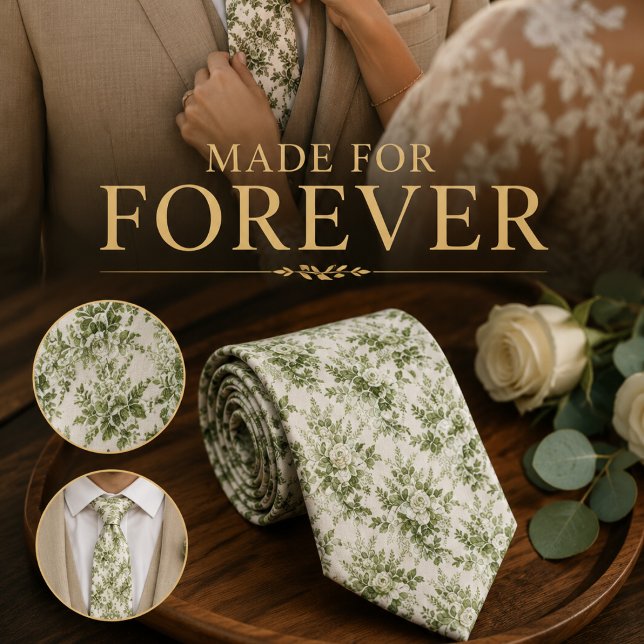 Sage Green Toile Floral  Neck Tie (Creator Uploaded)
