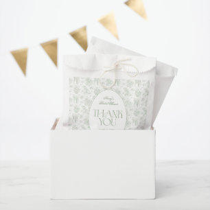 Sage Green Toile Floral Vintage Bridal Shower Favor Bag
