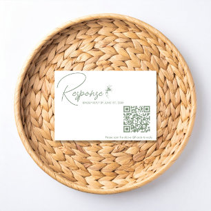Sage Green Toile QR Code RSVP Card