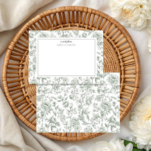 Sage Green Toile Seamless Pattern Note Card