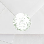 Sage Green Toile Victorian Wedding Save The Date Classic Round Sticker<br><div class="desc">Sage Green Toile Victorian Wedding Save The Date Stickers</div>
