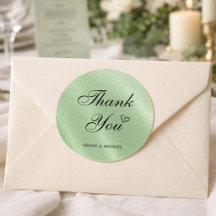 Sage Green Tone Linen Style Thank You Wedding