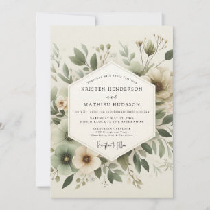 Sage Green Tranquil Botanical Wedding Invitation