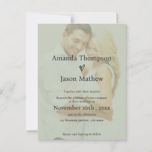 Sage Green Translucent Overlay Wedding Invitation Postcard