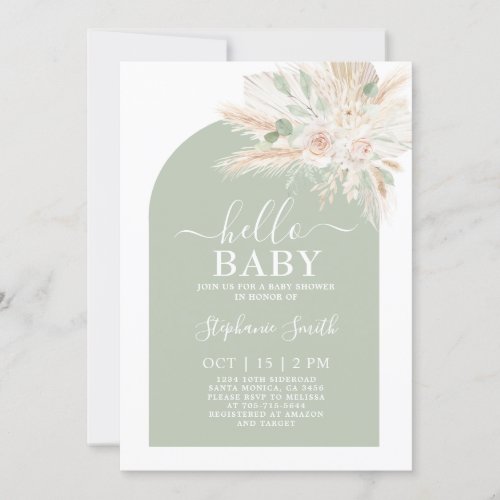Sage Green Tropical Baby Shower Invitation