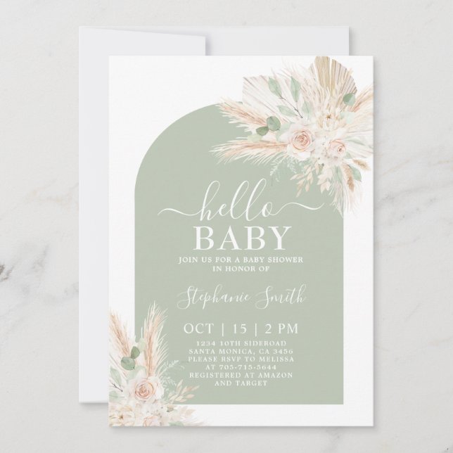 Sage Green Tropical Baby Shower Invitation (Front)