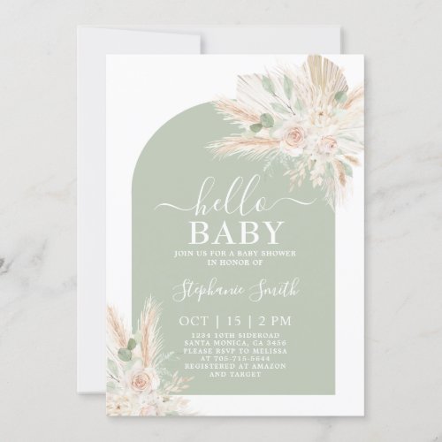 Sage Green Tropical Baby Shower Invitation