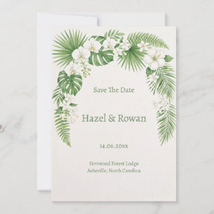 Sage Green Tropical Botanical Save the Date Invitation