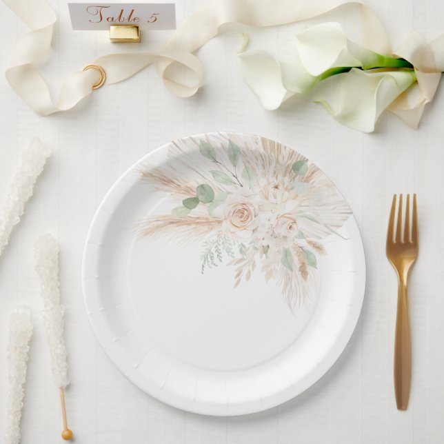 Sage Green Tropical Paper Plates (Wedding)