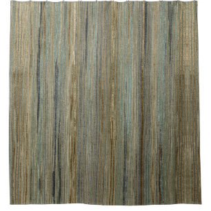 Sage Green turquoise Taupe Gray Farmhouse Stripes Shower Curtain