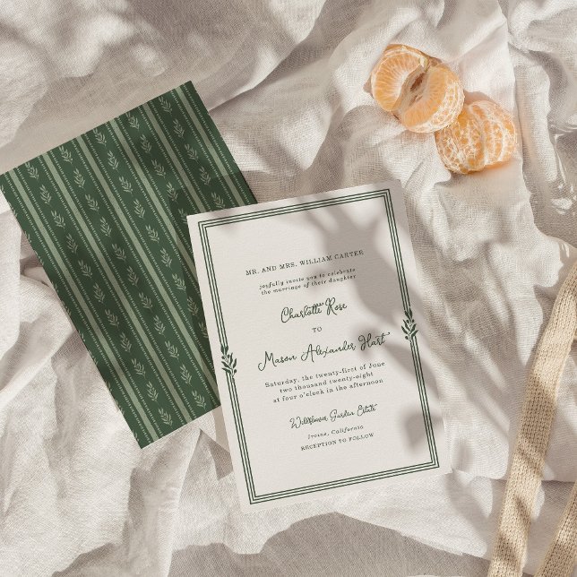 Sage Green Tuscan Elegant Wedding Invitation (Creator Uploaded)