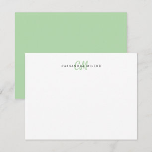 Sage Green Two Letter Initial Monogram Name Note Card