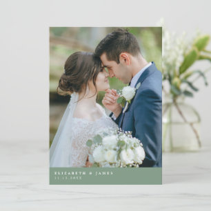Sage Green Two Photo Wedding Thank You Card