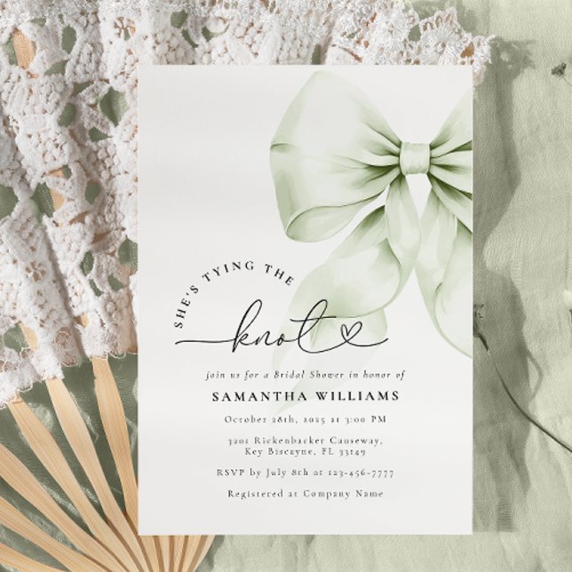 Sage Green Tying the Knot Bridal Shower Invitation (Creator Uploaded)