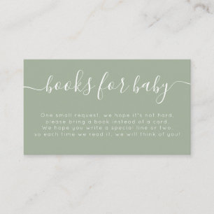 Sage Green Typography Baby Shower Books For Baby Enclosure Card