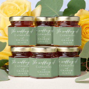 Sage Green Typography Custom Garden Wedding Honey Jar Favors
