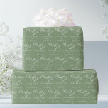 Sage Green Typography Personalized Wedding Wrapping Paper<br><div class="desc">This simple solid sage green wedding wrapping paper features elegant white typography for an outdoor ceremony in a nature setting. Minimalist script on a peaceful light green gift wrap for a rustic venue outside near a forest of trees.</div>