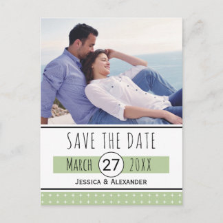 Sage green typography Save the Date photo Announcement Postcard