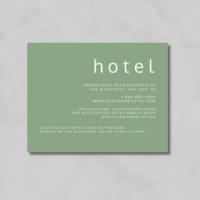 Sage Green Typography Wedding Accommodations Enclosure Card (Sage Green Typography Wedding Accommodations Enclosure Card
)