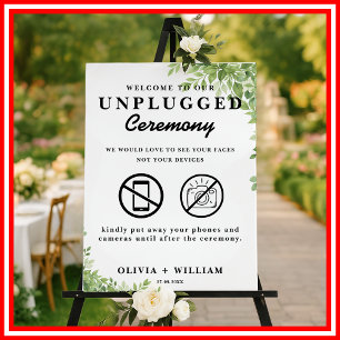 Sage Green Unplugged Ceremony Wedding Welcome Sign