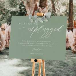 Sage Green Unplugged Wedding Ceremony Sign