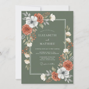 Sage Green Verdant Fall Wedding Invitation