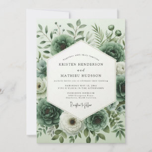 Sage Green Verdant Floral Wedding Invitation