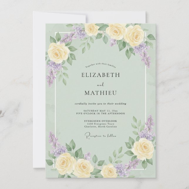 Sage Green Verdant Spring Wedding Invitation (Front)