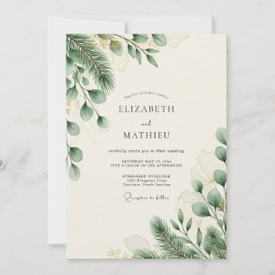 Sage Green Verdant Winter Wedding Invitation