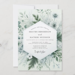 Sage Green Verdant Woodland Wedding Invitation