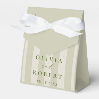 Sage Green Vertical Stripes Minimalist Wedding Favor Boxes