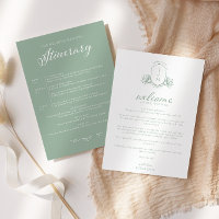 Sage Green Victorian Crest Welcome/Itinerary