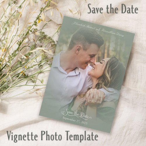 Sage Green Vignette Photo Template Save the Date