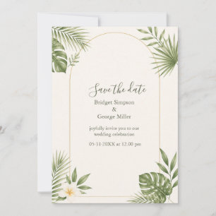 Sage Green Vintage Arch Hawaii Floral Wedding  Invitation