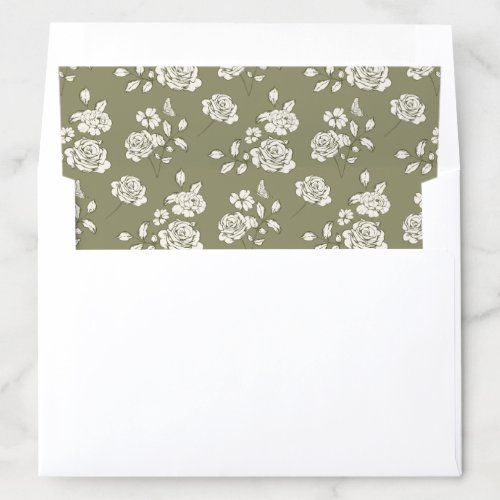 Sage Green Vintage Botanical Envelope Liner