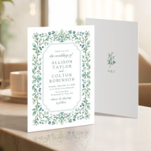 Sage Green Vintage Botanical Floral Frame Wedding