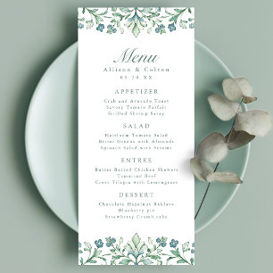 Sage Green Vintage Botanical Floral Frame Wedding Menu
