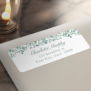 Sage Green Vintage Botanical Floral return address Label