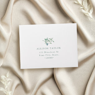 Sage Green Vintage Botanical Floral Wedding RSVP Envelope