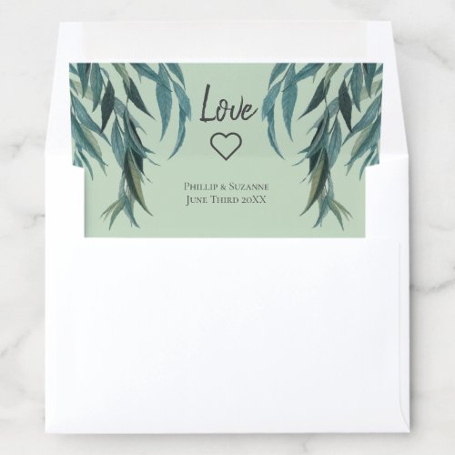 Sage Green Vintage Botanical Wedding Theme Envelope Liner