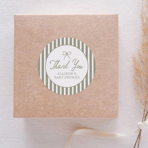 Sage Green Vintage Bow Baby Shower Thank You Classic Round Sticker