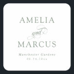 Sage Green Vintage Calligraphy Wedding Square Sticker<br><div class="desc">This beautiful design is part of a lovely collection! Featuring a delicate vintage calligraphy.</div>